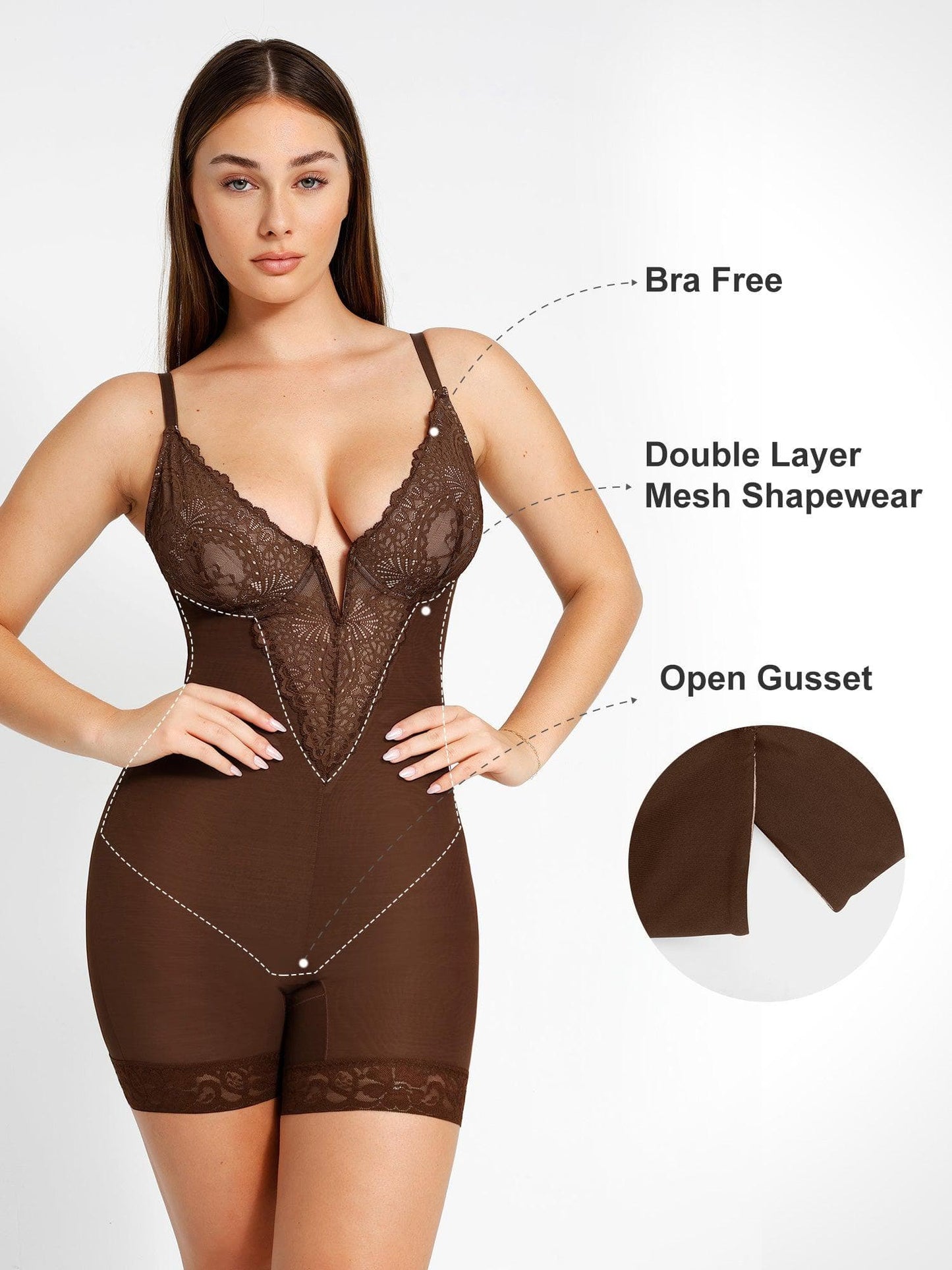 【🔥Big Sale🔥】【80% off for a limited time】Shapewear Lace Deep-V Neck Bodysuits or Faux Leather Skirts