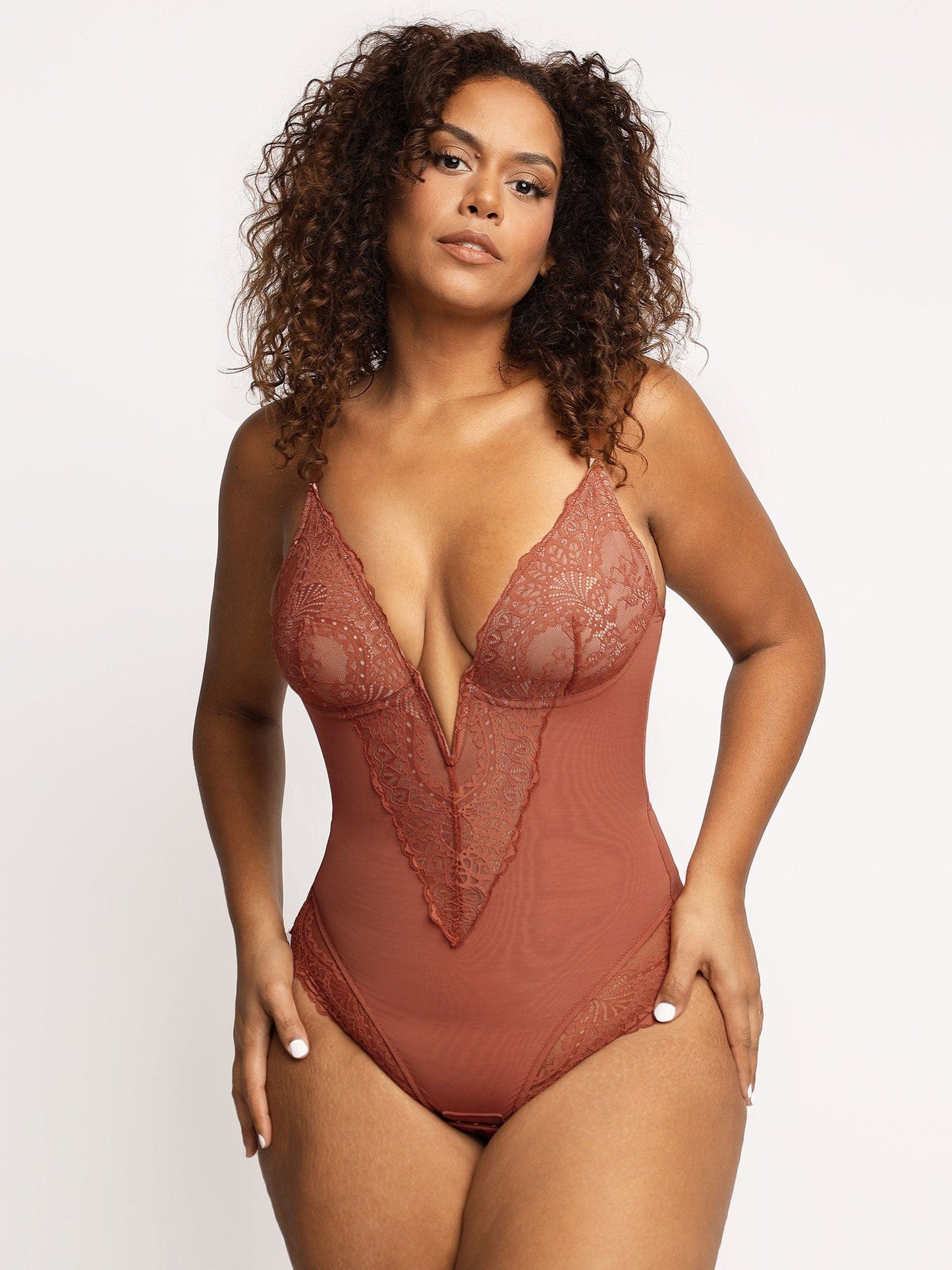 【🔥Big Sale🔥】【80% off for a limited time】Shapewear Lace Deep-V Neck Bodysuits or Faux Leather Skirts