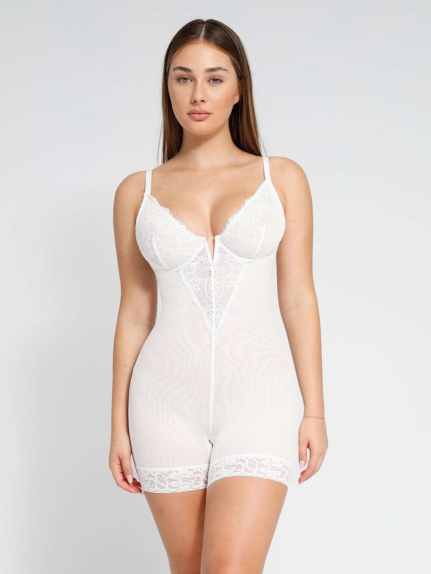 【🔥Big Sale🔥】【80% off for a limited time】Shapewear Lace Deep-V Neck Bodysuits or Faux Leather Skirts
