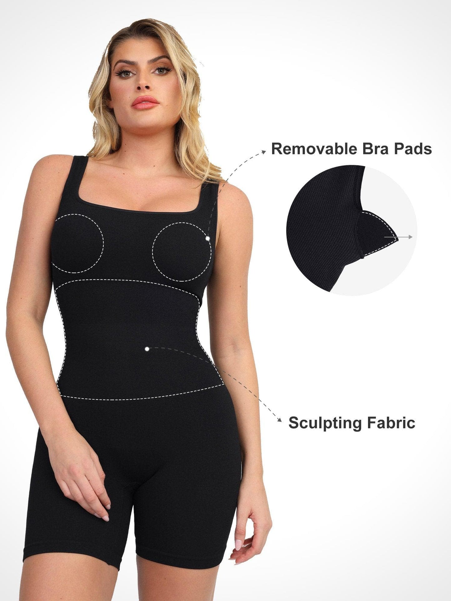 【🔥Big Sale🔥】【80% off for a limited time】Shapewear Seamless Square Neck Workout Jumpsuit or Romper