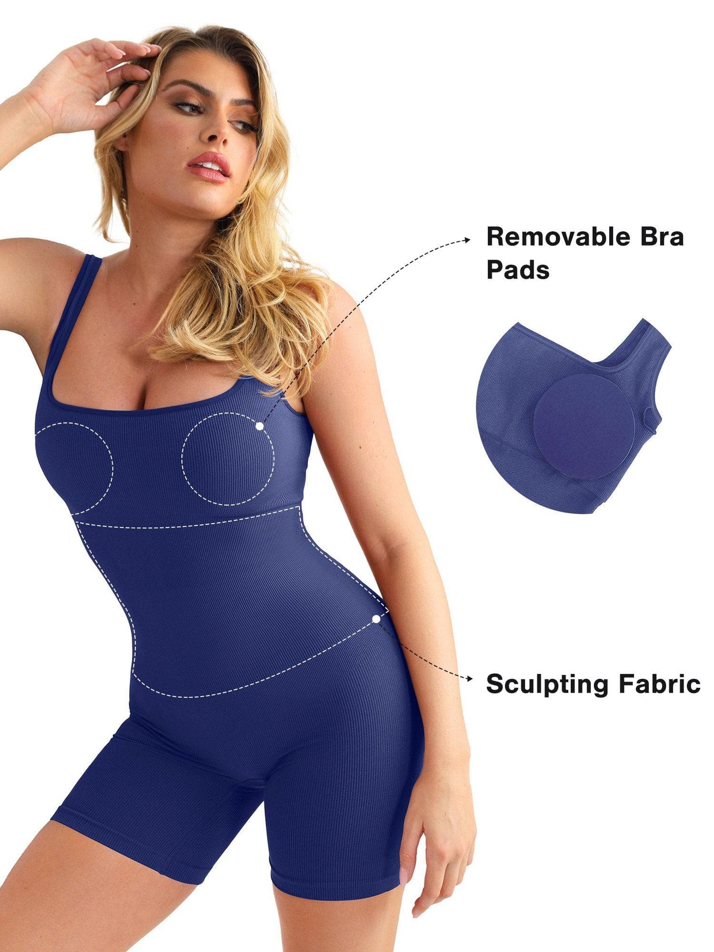 【🔥Big Sale🔥】【80% off for a limited time】Shapewear Seamless Square Neck Workout Jumpsuit or Romper
