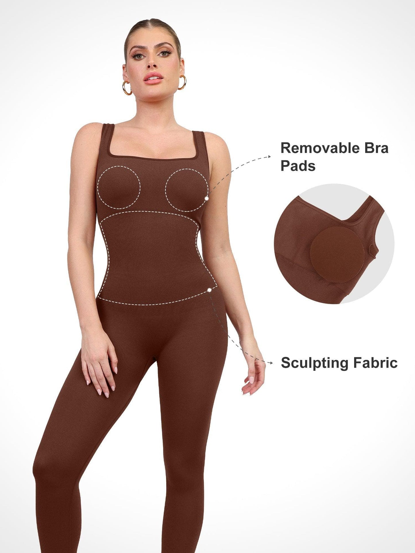 【🔥Big Sale🔥】【80% off for a limited time】Shapewear Seamless Square Neck Workout Jumpsuit or Romper