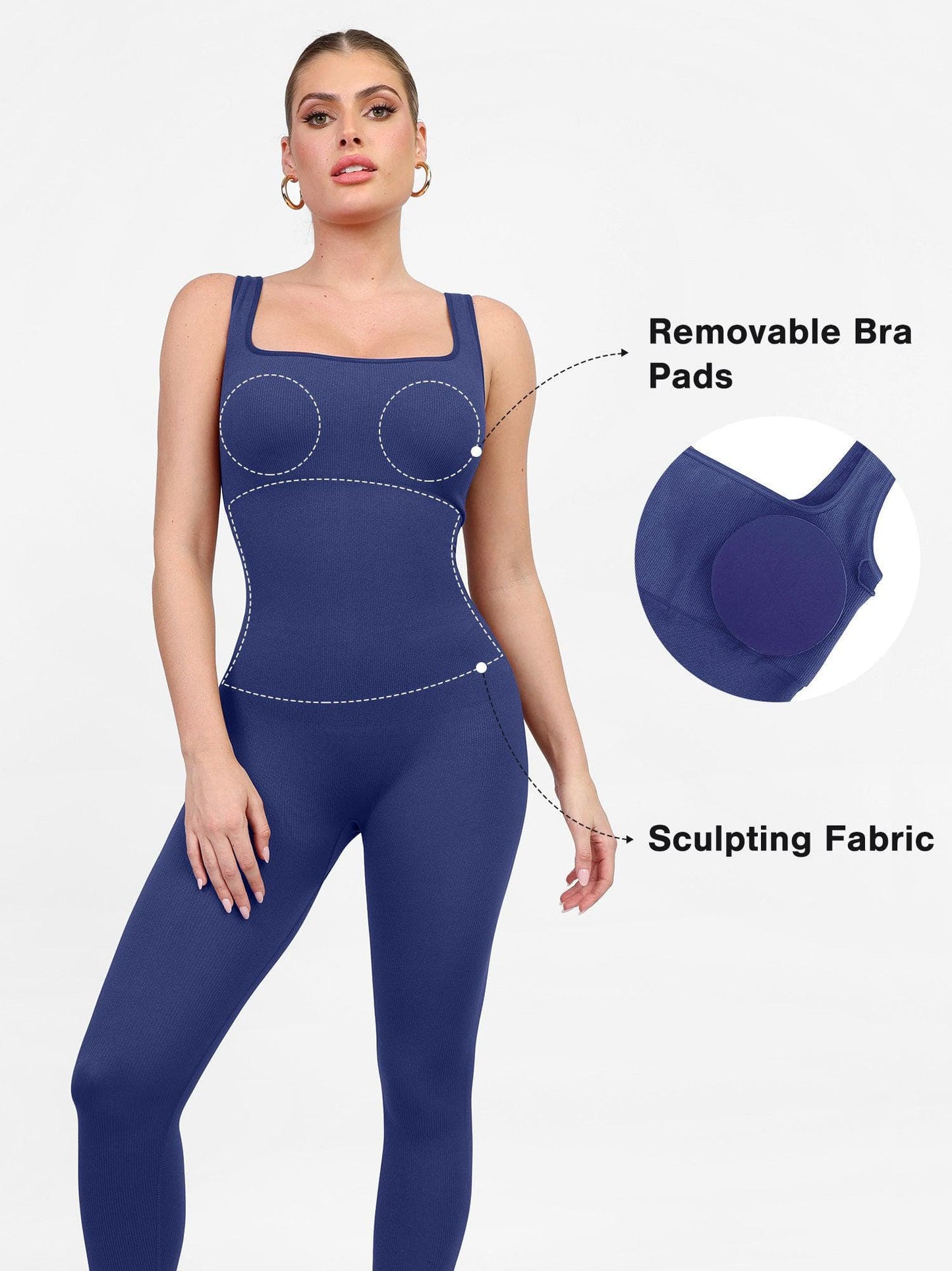 【🔥Big Sale🔥】【80% off for a limited time】Shapewear Seamless Square Neck Workout Jumpsuit or Romper