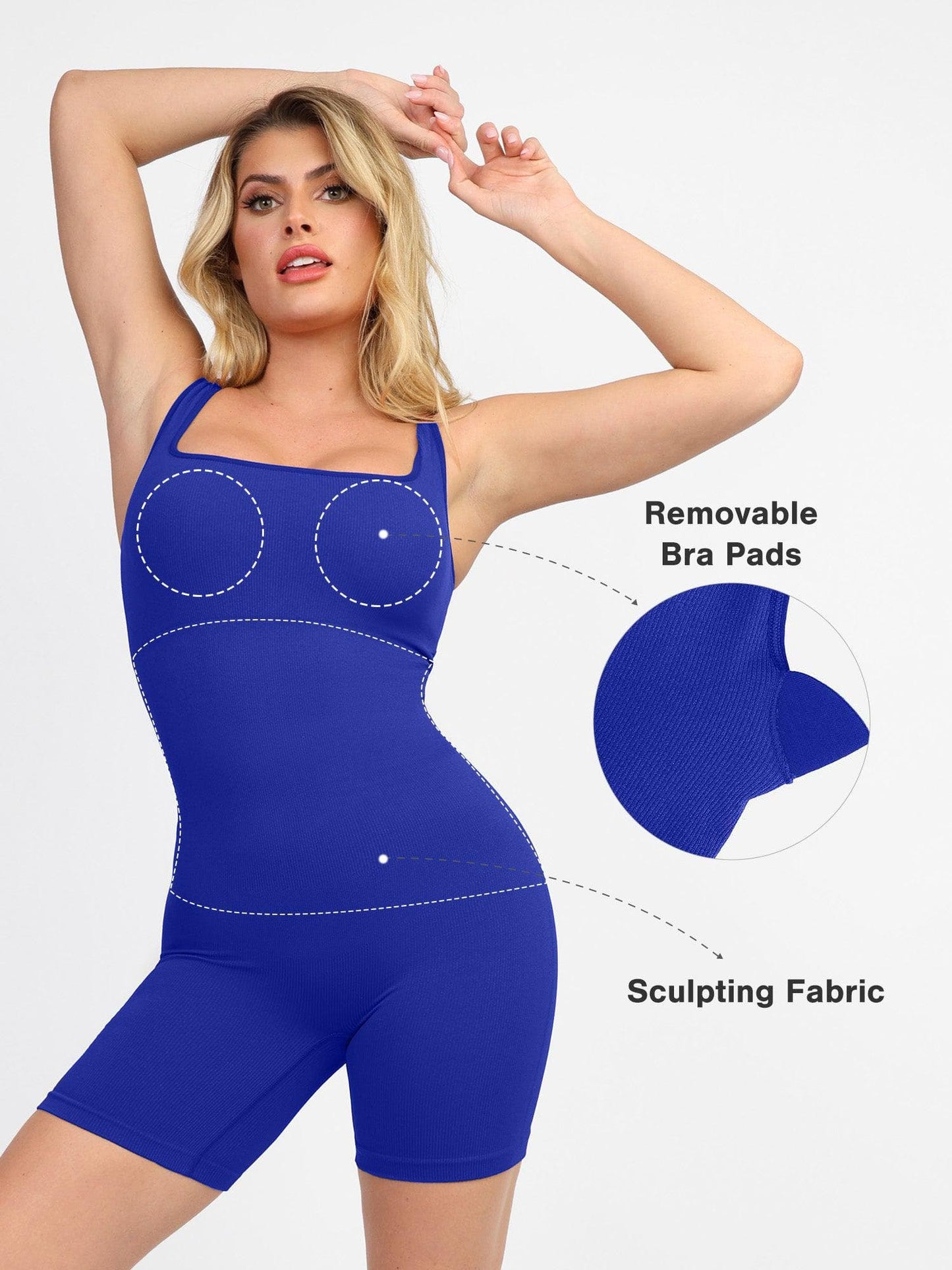 【🔥Big Sale🔥】【80% off for a limited time】Shapewear Seamless Square Neck Workout Jumpsuit or Romper