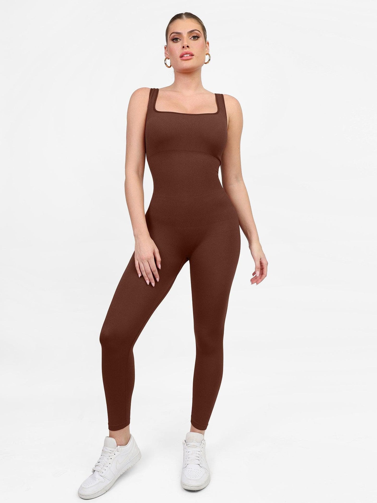 【🔥Big Sale🔥】【80% off for a limited time】Shapewear Seamless Square Neck Workout Jumpsuit or Romper