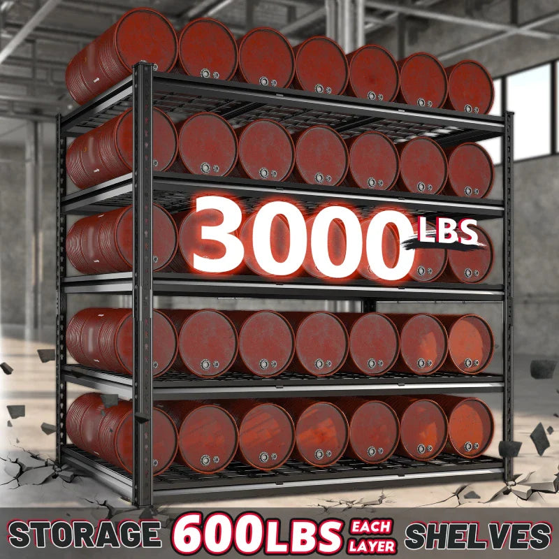 55“W x 72"H 3000LBS Metal Garage Storage Racks Basement Shelving Adjustable Industrial Shelving for Garage, Warehouse, Pantry