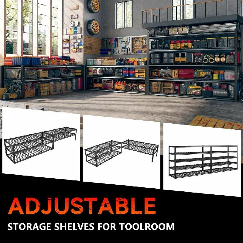 2-Pack 60" W Industrial Steel Shelving Heavy Duty Adjustable Garage Shelves for Warehouse, Garage, Basement