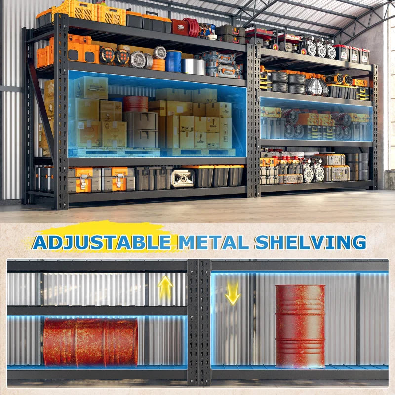 60"W 11000LBS Ultra Heavy-Duty Garage Shelving 72" H Industrial Shelving Adjustable 4-Tier Metal Garage Shelving Unit for Warehouse, Commercial, Shop, Basement