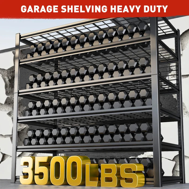 7 Tiers Industrial Shelving 3500LBS Heavy Duty Garage Shelving 48"W Adjustable Storage Racks for Basement Warehouse Garage