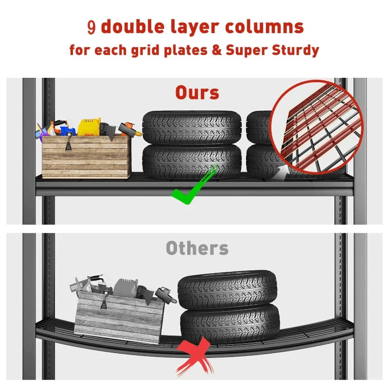 2-Pack 60" W Industrial Steel Shelving Heavy Duty Adjustable Garage Shelves for Warehouse, Garage, Basement