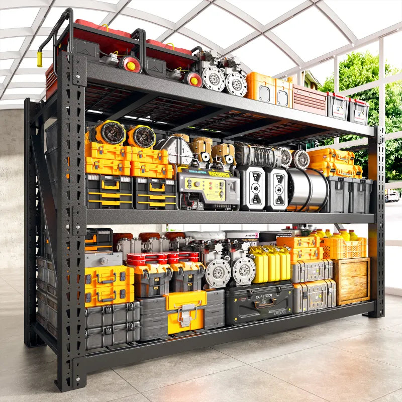 3-Tier 8250 LBS Heavy Duty Storage Rack 66 in High Adjustable Industrial Steel Shelving Unit for Garage, Warehouse Basement