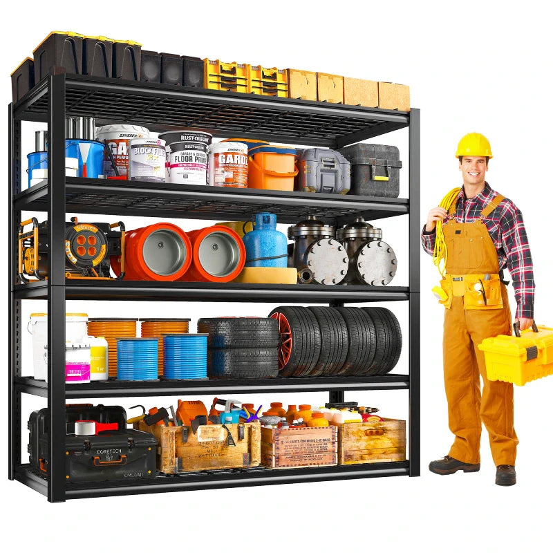 48.4"W 3000 LBS Metal Storage Shelves for Garage Inventory Shelving 5 Tiers Adjustable Basement Shelving Units for Warehouse
