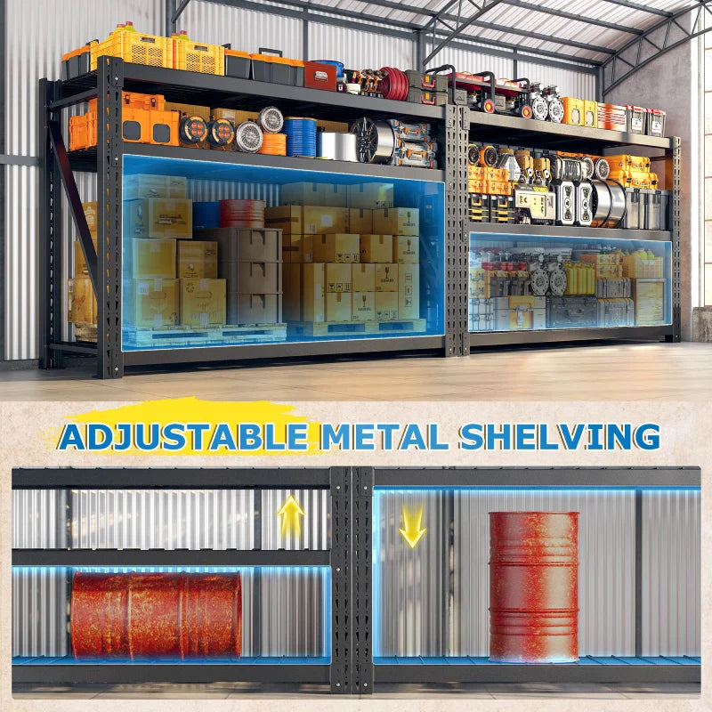 3-Tier 8250 LBS Heavy Duty Storage Rack 66 in High Adjustable Industrial Steel Shelving Unit for Garage, Warehouse Basement