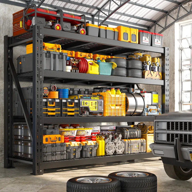 60"W 11000LBS Ultra Heavy-Duty Garage Shelving 72" H Industrial Shelving Adjustable 4-Tier Metal Garage Shelving Unit for Warehouse, Commercial, Shop, Basement