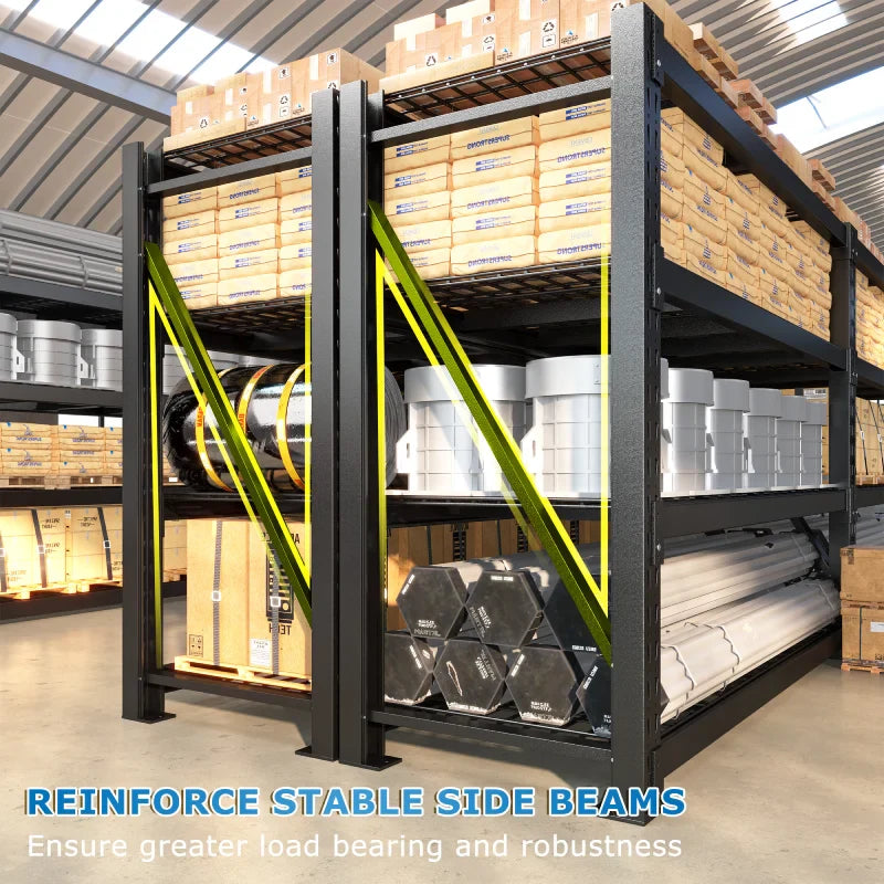 60"W 11000LBS Ultra Heavy-Duty Garage Shelving 72" H Industrial Shelving Adjustable 4-Tier Metal Garage Shelving Unit for Warehouse, Commercial, Shop, Basement