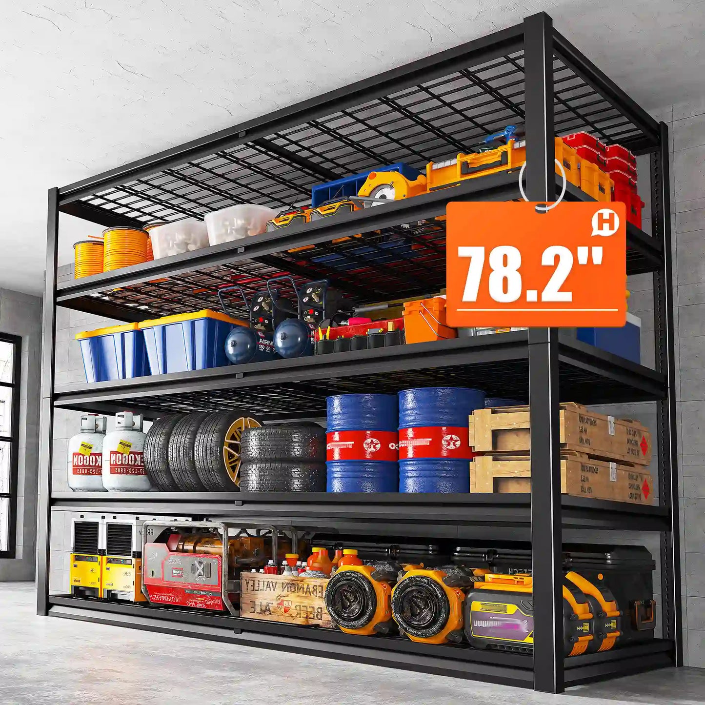 2 Packs 3000LBS Garage Shelving 5 Tier Rust-Proof Adjustable Industrial Shelving Metal Storage Shelves Easy Assembly 10 Minutes