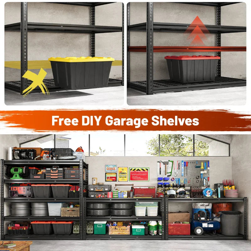 Garage Shelving 48"W x 72"H 5-Tier Storage Shelves 3000 LBS Heavy Duty Shelving Adjustable for Garage, Basement, Warehouse
