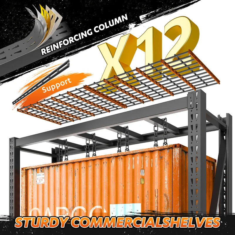 shelves 4-Tier Industrial Storage Rack 77.2"W 8500LBS Shelves with Metal Heavy Duty Garage Shelving Adjustable Shelving for Warehouse, Industrial, basement, Laboratory