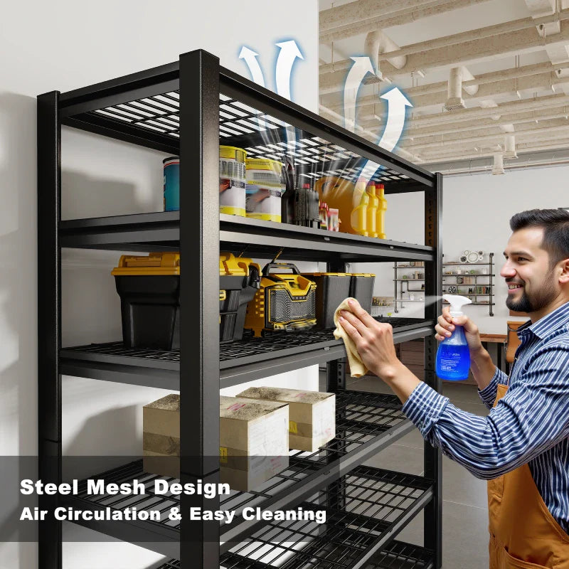 2-Pack 60" W Industrial Steel Shelving Heavy Duty Adjustable Garage Shelves for Warehouse, Garage, Basement