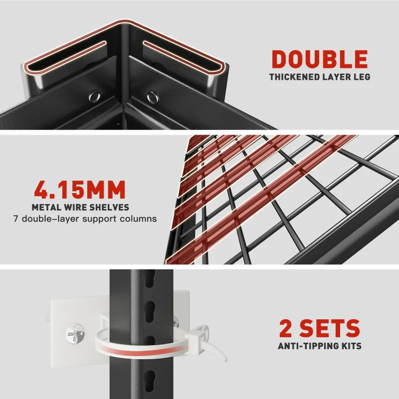 7 Tiers Industrial Shelving 3500LBS Heavy Duty Garage Shelving 48"W Adjustable Storage Racks for Basement Warehouse Garage