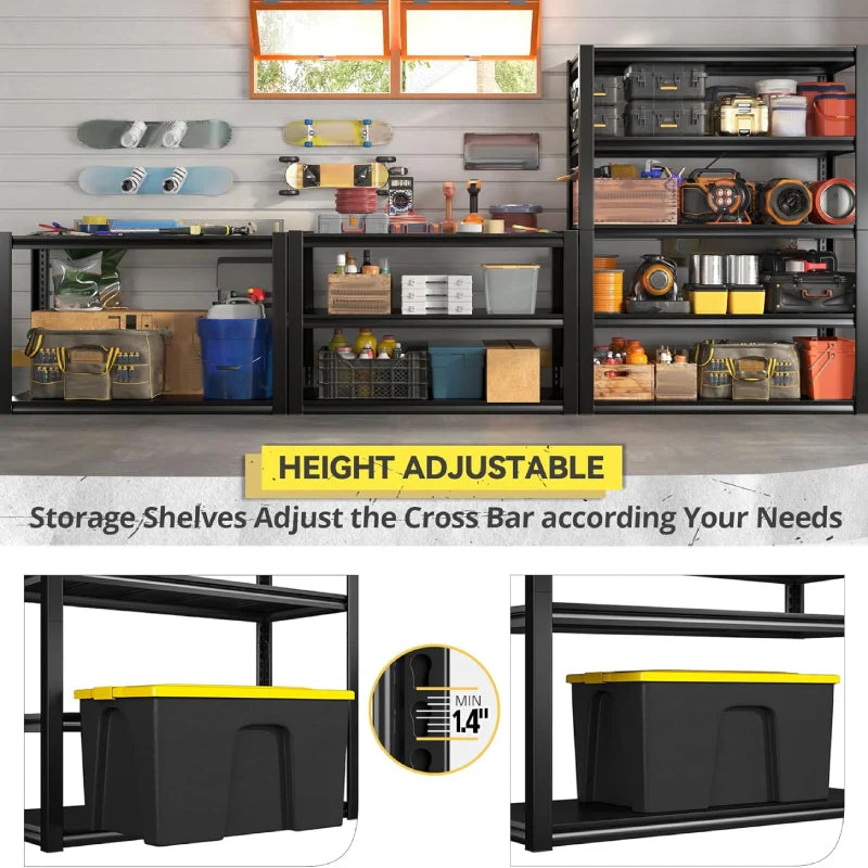 72"H Heavy Duty Garage Shelving 2500LBS Adjustable Basement Shelving for Warehouse Commercial Garage