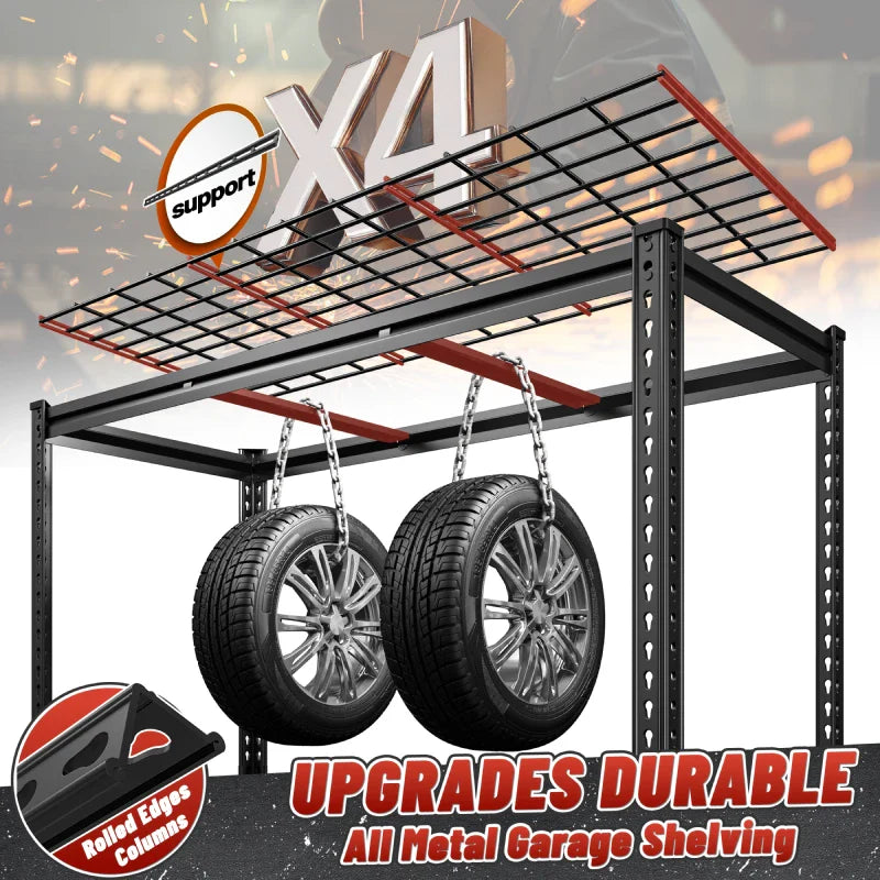 24"in X 78"in Bin Shelves 3600LBS Industrial Shelving Units 6 Tiers Black Shelf Shelves For Garage, Warehouse, Pantry Organization