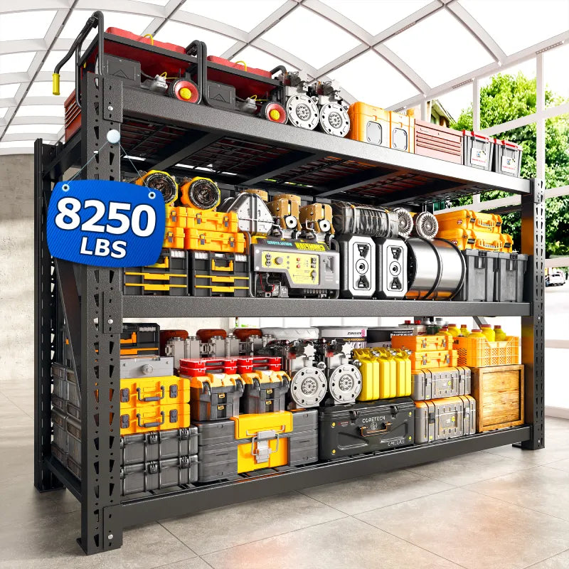 3-Tier 8250 LBS Heavy Duty Storage Rack 66 in High Adjustable Industrial Steel Shelving Unit for Garage, Warehouse Basement