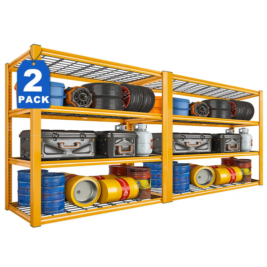 2PCS 4400 LBS Metal Garage Shelving,4 Tiers Heavy Duty Storage Shelves,Industrial Metal Storage Rack