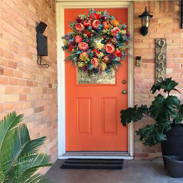 💖Last Day 70% Off💖 Fall Peony and Pumpkin Wreath - Year-Round