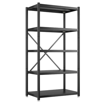 5-Tier BookShelf Steel Wire Shelving with Wheels 31.5"W Living Room Rack WaterProof Bathroom Storage Shelf