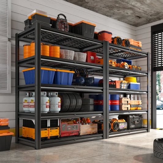 2 Packs 35.6"W Steel Shelving 2500LBS Heavy Duty Storage Shelves Adjustable Storage Shelves for Garage, Kitchen,Basement
