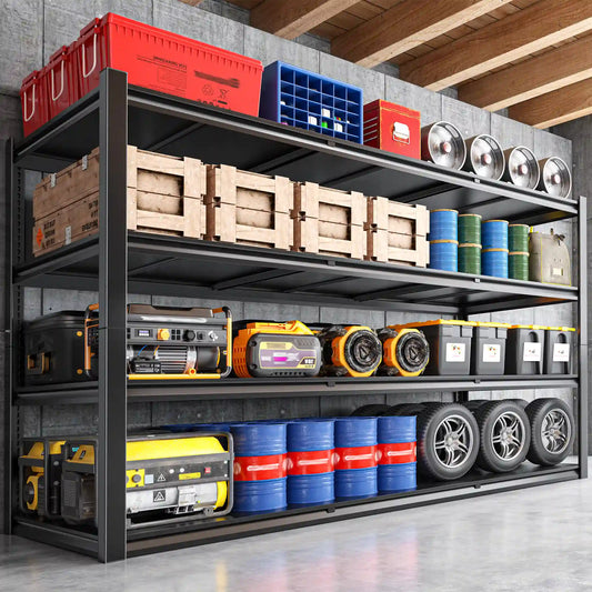60"W 4-Tier Heavy Duty Industrial Shelving Units, Adjustable Metal Storage Shelves Racks for Garage, Warehouse, Basement, 2650LBS