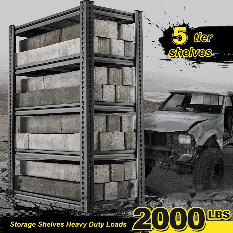 31.7" W Storage Shelves 2000 lbs Adjustable 5-Tier Metal Shelving Units and Storage Rack Shelf