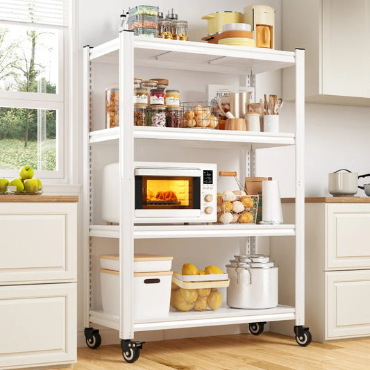 59.8"H 4-Tier Rolling Metal Shelving Rack 530LBS Adjustable Shelving Units for Pantry, Kitchen, Basement