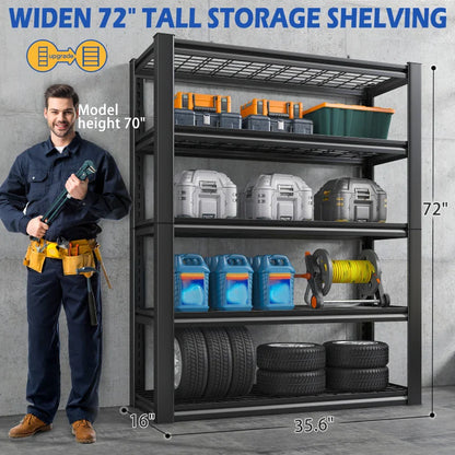 2 Packs 35.6"W Steel Shelving 2500LBS Heavy Duty Storage Shelves Adjustable Storage Shelves for Garage, Kitchen,Basement