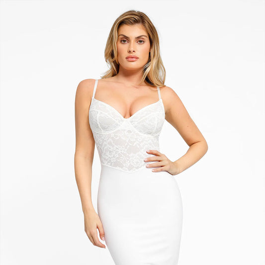 【🔥Big Sale🔥】【80% off for a limited time】Shapewear Sculpting Lace Corset Midi Slip Dress
