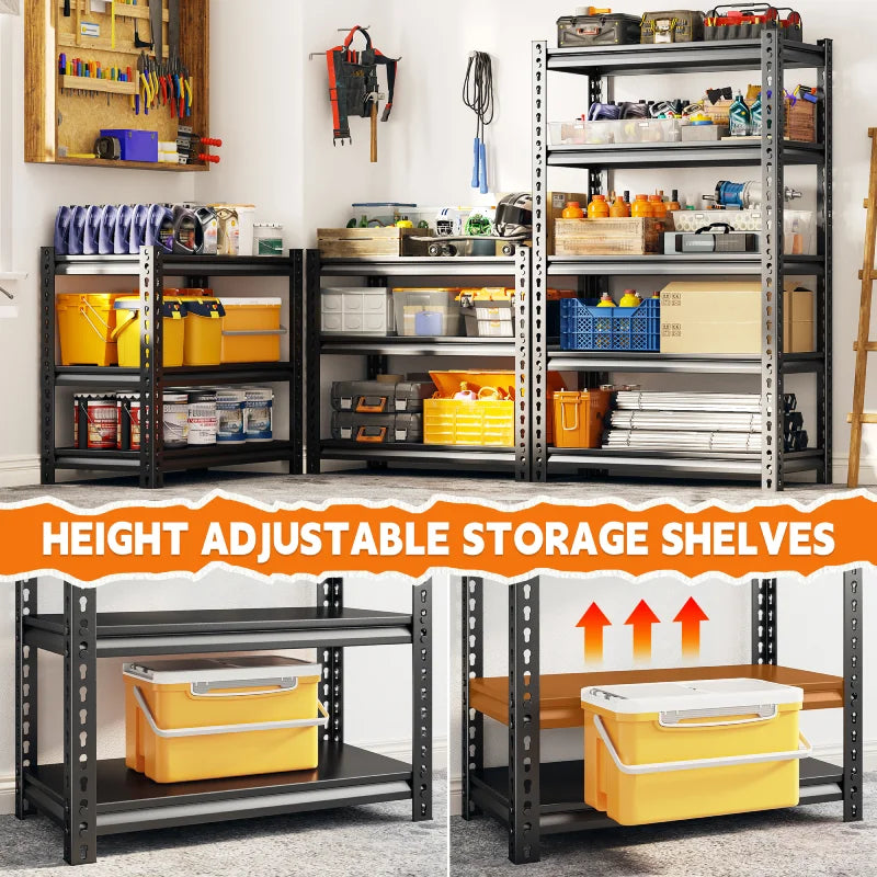28"W Shelving and Racking 1600 Lbs Adjustable Storage Shelving for Pantry,Garage and Storage Room.