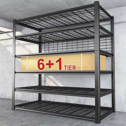 7 Tiers Industrial Shelving 3500LBS Heavy Duty Garage Shelving 48"W Adjustable Storage Racks for Basement Warehouse Garage