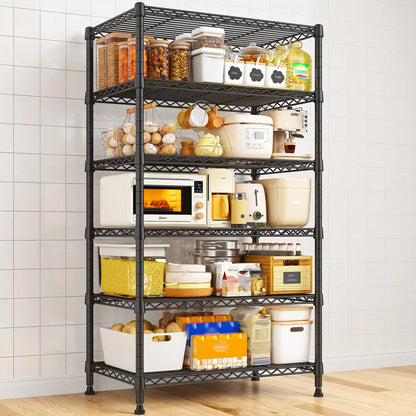 71"H Wire Shelving Units,6 Tier Storage Shelves,Adjustable Detachable Storage Shelving Unit for Kitchen Laundry Pantry Garage Commercial