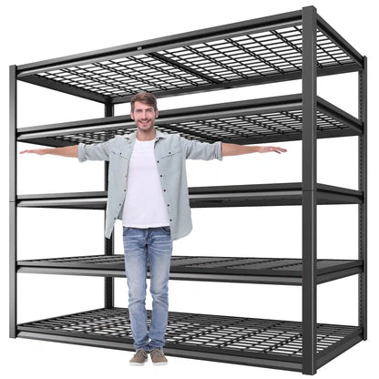 2 Packs 3000LBS Garage Shelving 5 Tier Rust-Proof Adjustable Industrial Shelving  Metal Storage Shelves Easy Assembly 10 Minutes