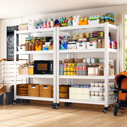 59.8"H 4-Tier Rolling Metal Shelving Rack 530LBS Adjustable Shelving Units for Pantry, Kitchen, Basement