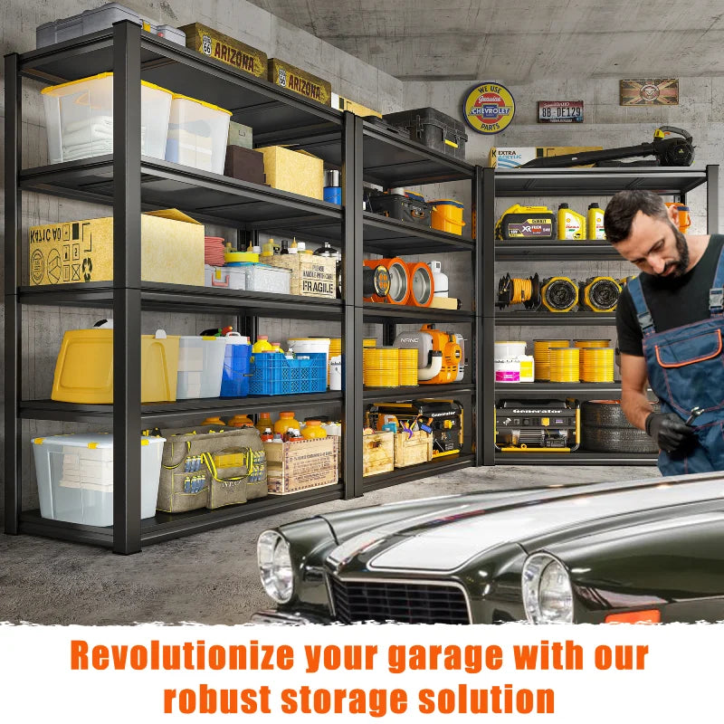 32"W Garage Shelving Heavy Duty, 2000lbs Adjustable Garage Storage Shelves 5 Tier Metal Shelving for Basement Pantry Warehouse Garage