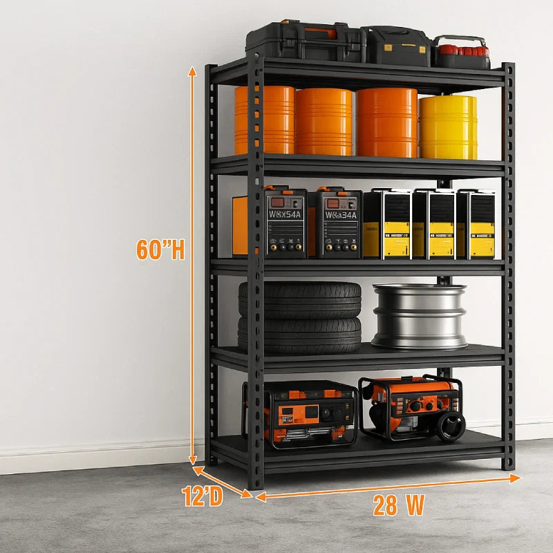 28"W Shelving and Racking 1600 Lbs Adjustable Storage Shelving for Pantry,Garage and Storage Room.