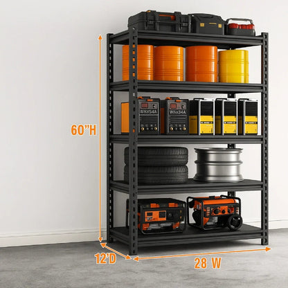 28"W Shelving and Racking 1600 Lbs Adjustable Storage Shelving for Pantry,Garage and Storage Room.