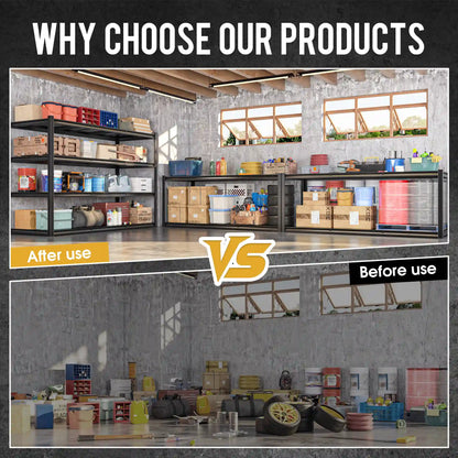60"W 4-Tier Heavy Duty Industrial Shelving Units, Adjustable Metal Storage Shelves Racks for Garage, Warehouse, Basement, 2650LBS