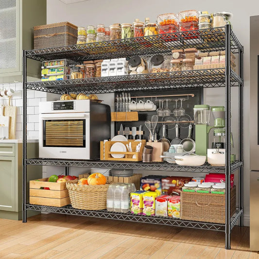 55.5W Wire Shelves, 2560lbs Heavy Duty Metal Shelving Units, Adjustable Storage Rack for Garage Kitchen pantry