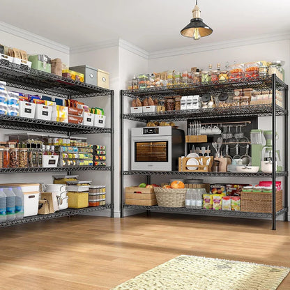 55.5W Wire Shelves, 2560lbs Heavy Duty Metal Shelving Units, Adjustable Storage Rack for Garage Kitchen pantry
