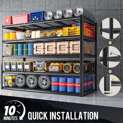 60"W x 72"H 5-Tier Industrial Garage Shelving,3000LBS Heavy Duty Storage Shelves,Adjustable Metal Shelving for Basement Warehouse