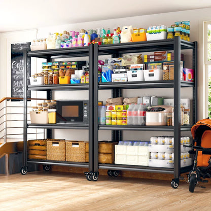 59.8"H 4-Tier Rolling Metal Shelving Rack 530LBS Adjustable Shelving Units for Pantry, Kitchen, Basement