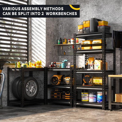 28"W  Metal Shelving Units 1400 Lbs Adjustable Utility Shelves, Black
